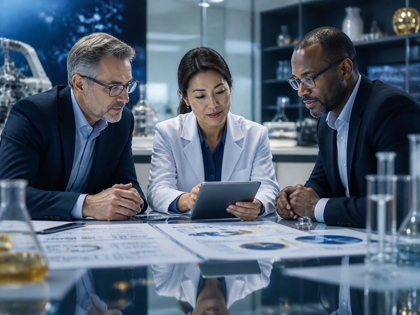 Scientific consultant discussing a research and development program
