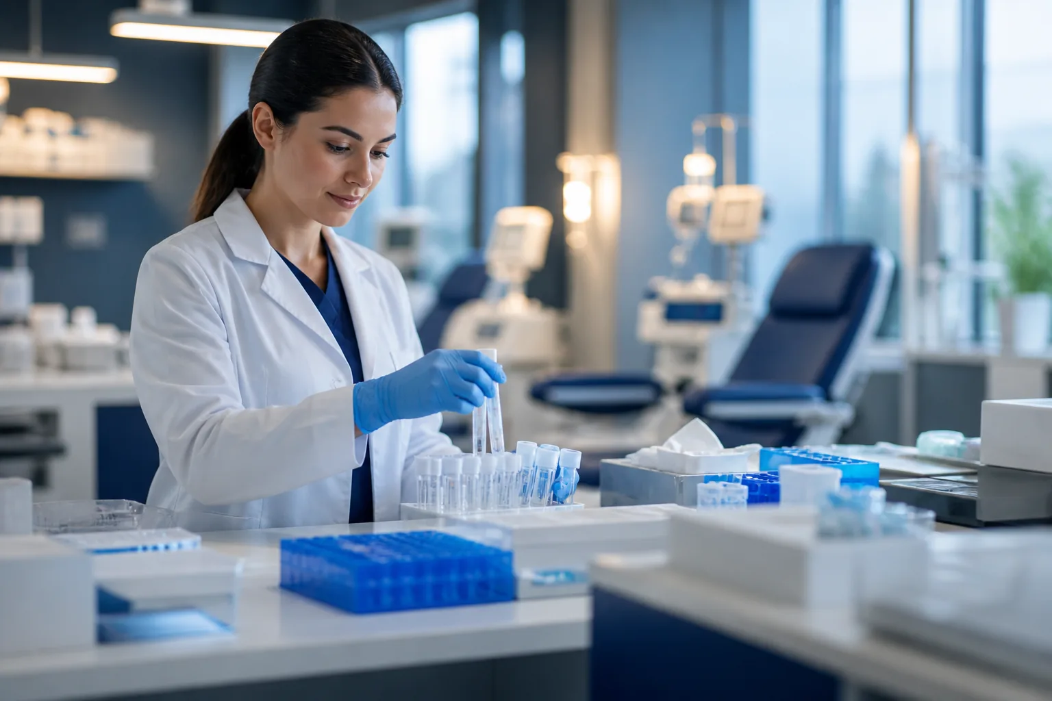 Laboratory specialist preparing research materials