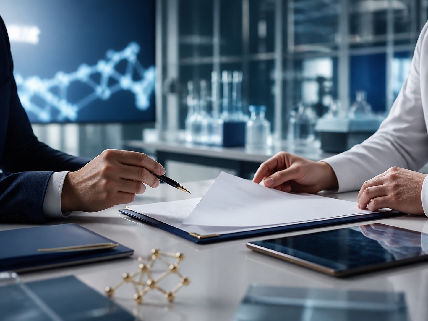 Business planning materials representing biotechnology licensing